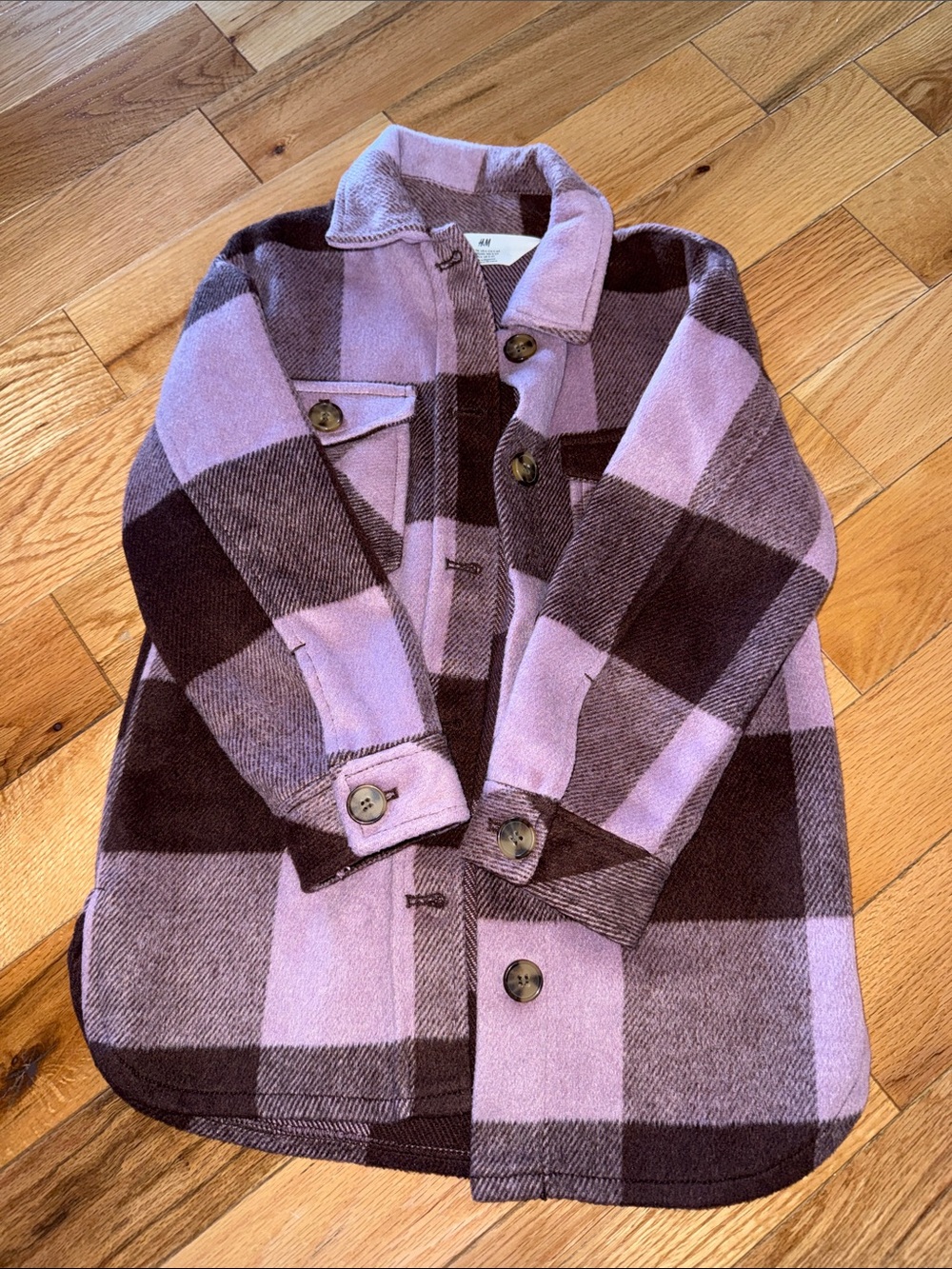 H&M Kids Plaid Shacket in Lavender and Brown